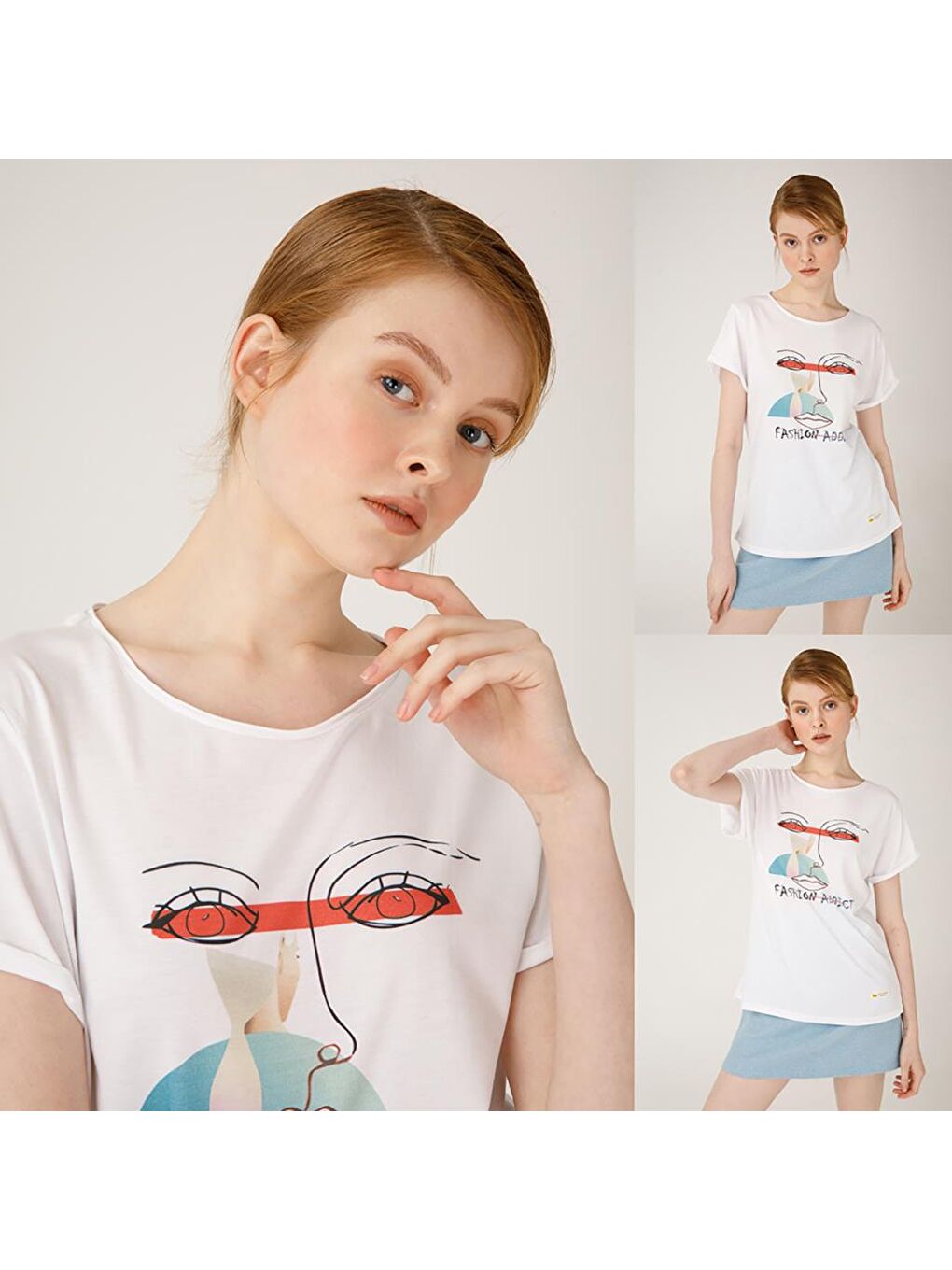 Beyaz Faces FashionAddict Kadın T-Shirt-5