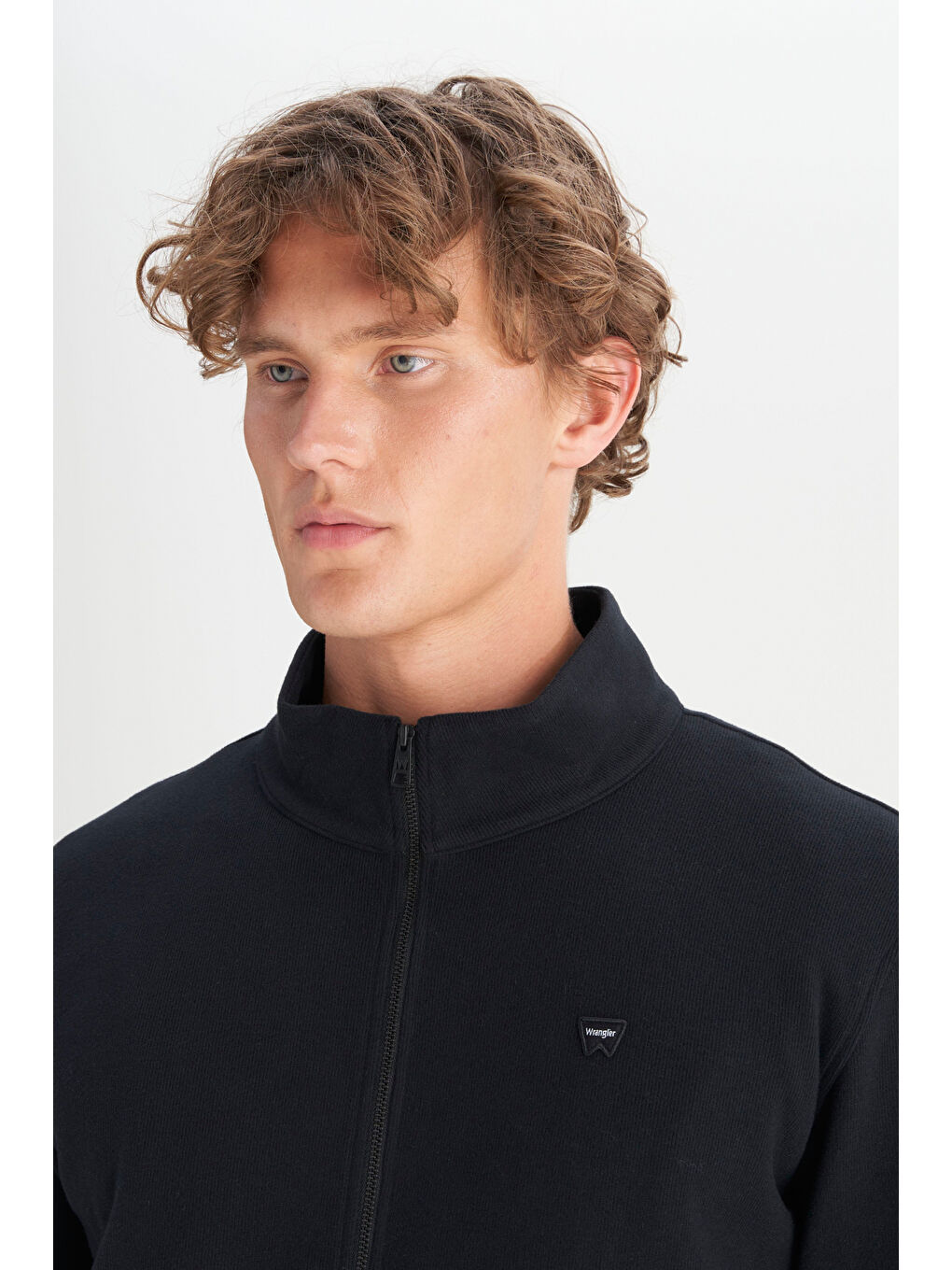 Siyah Pamuklu Relaxed Fit Dik Yaka   Selanik Örgü Erkek Fermuarlı Sweatshirt Hırka-3