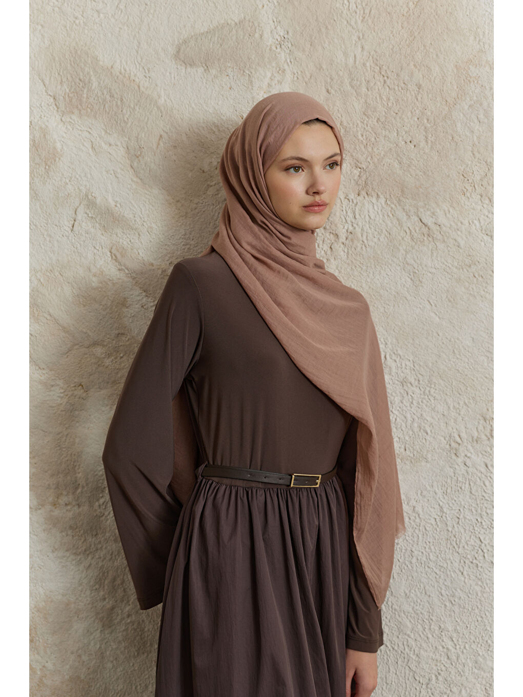 Pembe Soft Line Pamuk Şal Gül Kurusu