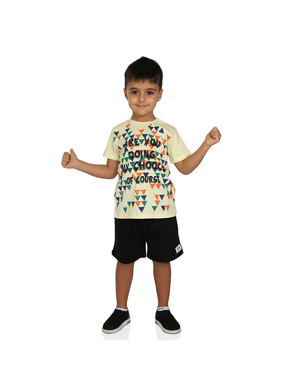 Ekru Erkek Çocuk Renkli Baskılı Şortlu Takım-3