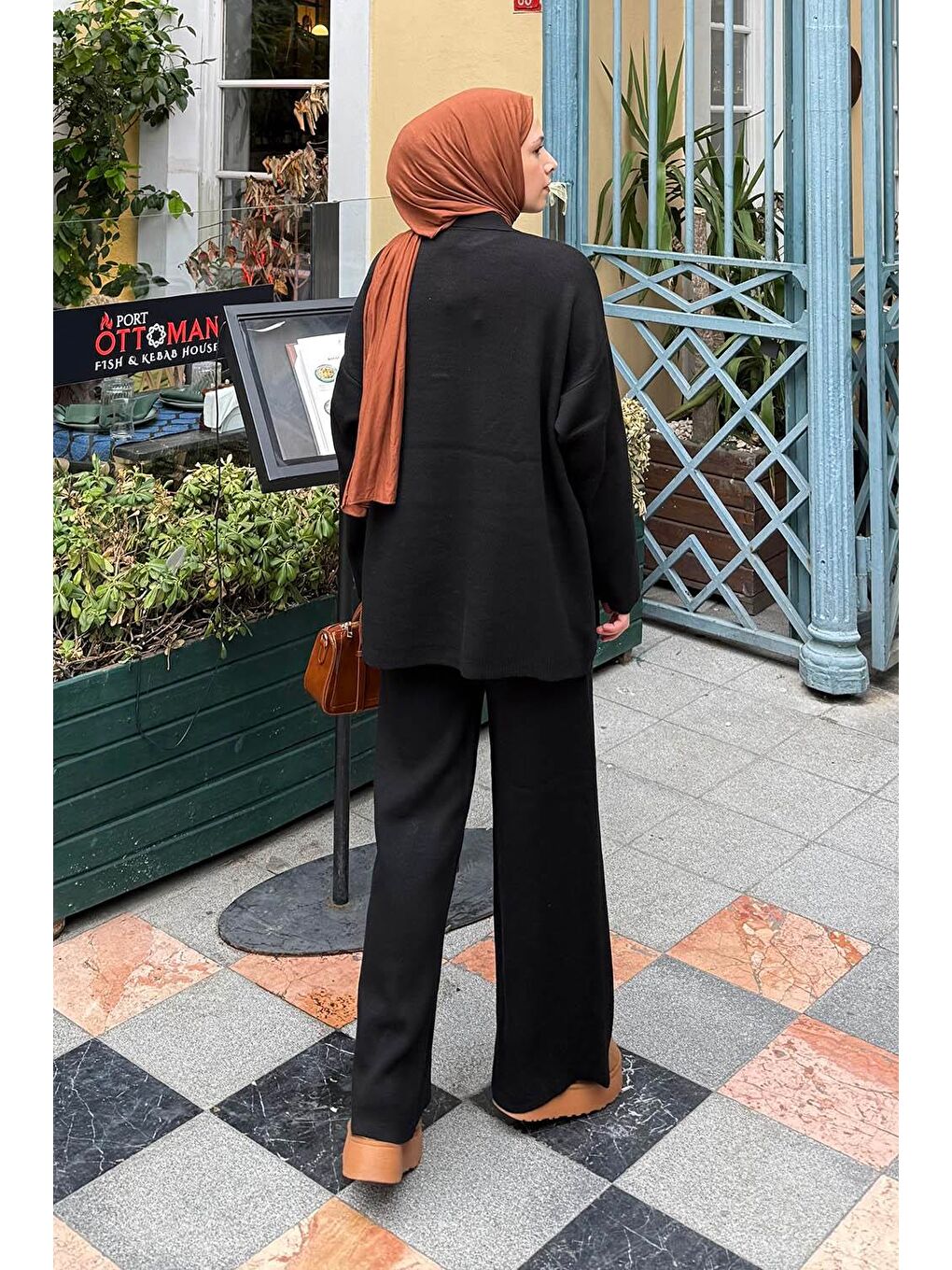 Cep Detaylı Triko Takım Siyah-3