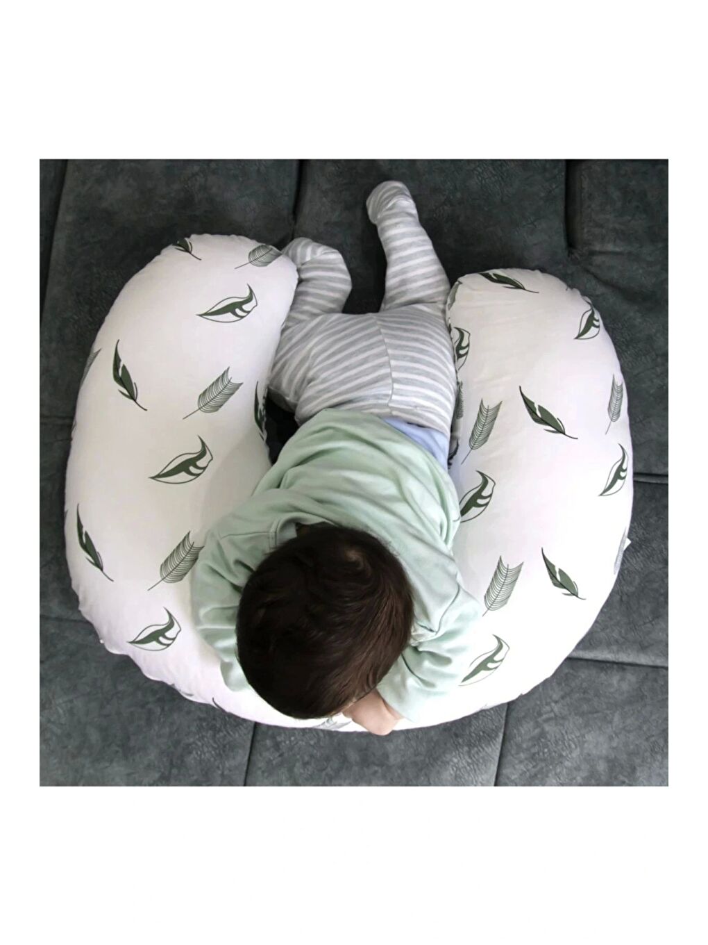 Emzirme Ve Destek Minderi Gri Çiçek-5