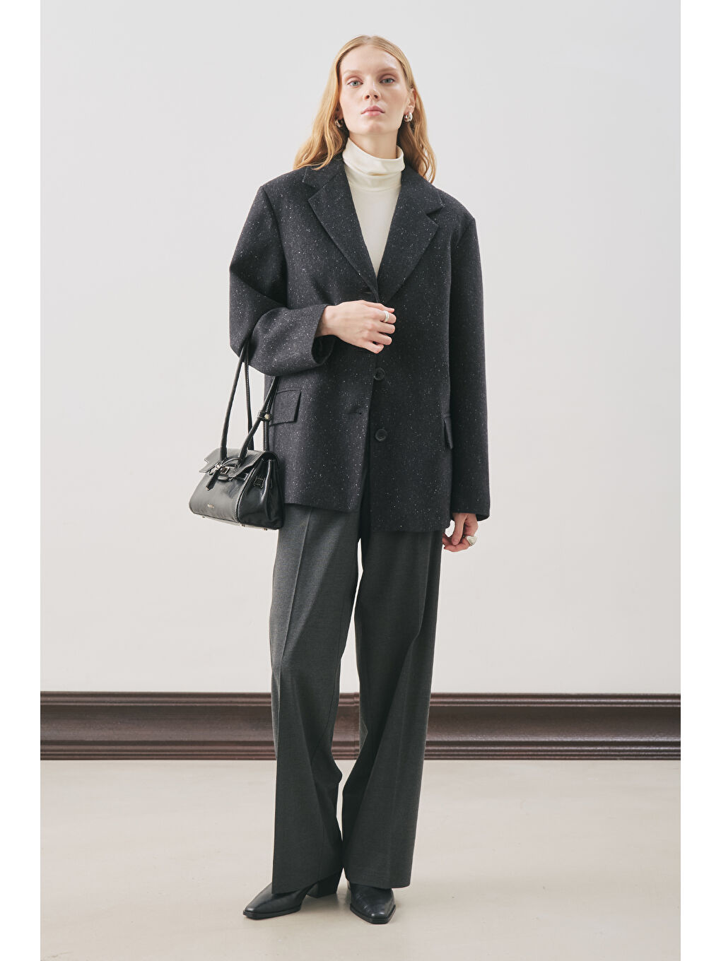 Gri Norrıs Yün Blazer Ceket Dark Grey Melange-1