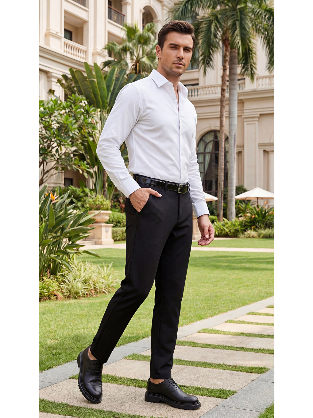 Spor Klasik Siyah Kolay Ütülenebilir Easy Iron Erkek Pantolon-2