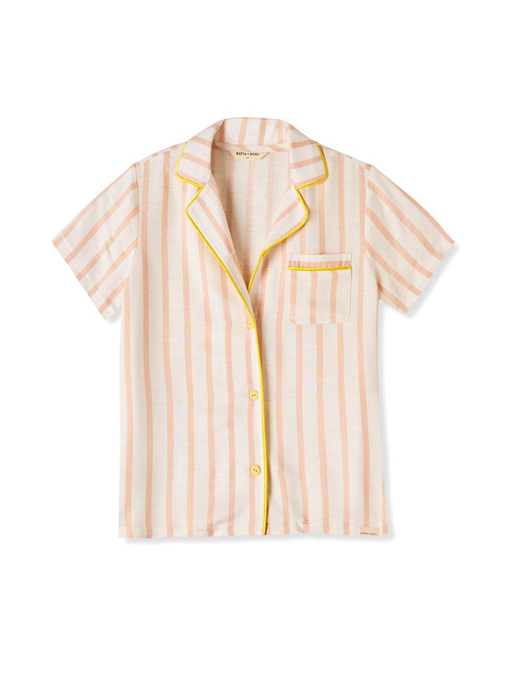 Kadın Ekru Renkli Çizgili Dokuma Pijama Üst-3