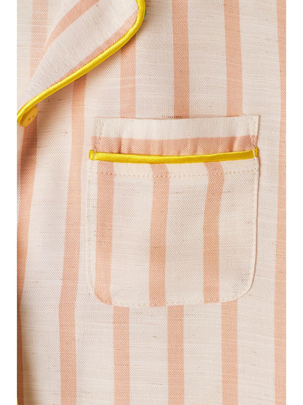 Kadın Ekru Renkli Çizgili Dokuma Pijama Üst-4