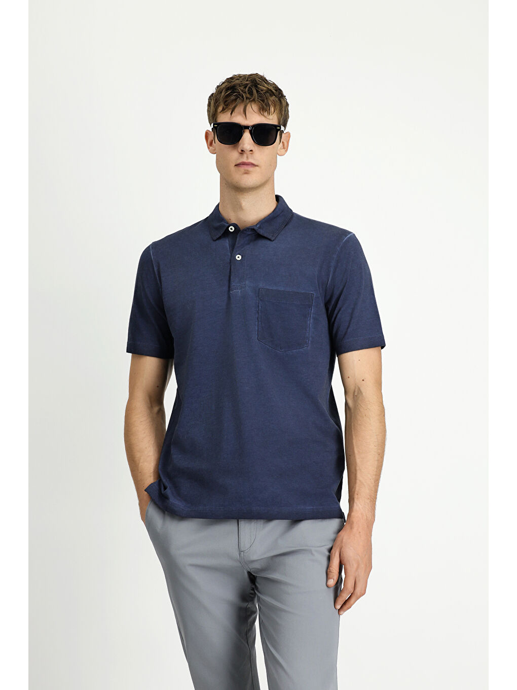 Lacivert Regular Fit Pamuk Cepli Polo Yaka Tişört-3