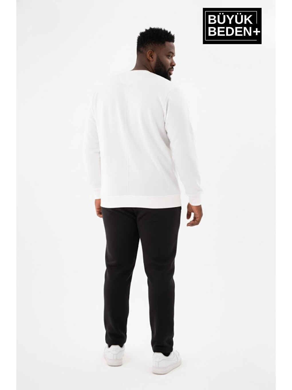 Ekru Erkek Büyük Beden New York Baskılı Bisilet Yaka İnce Sweatshirt SPR26BSW956-5-2