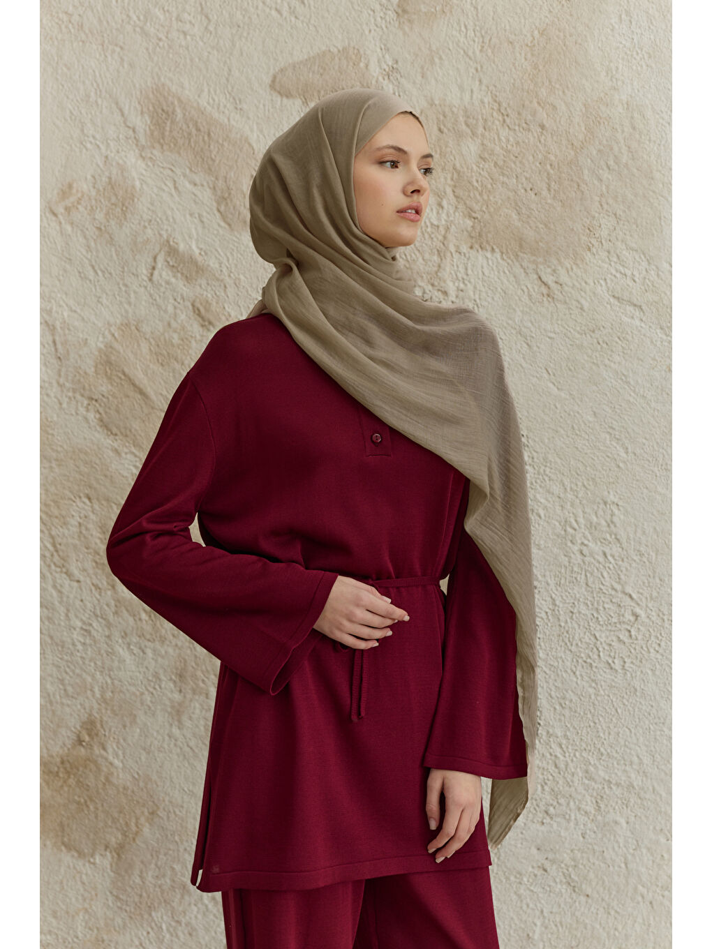 Soft Line Pamuk Şal Bej-1