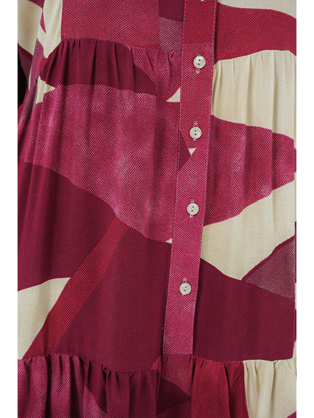 2423 Otantik Desenli Tesettür Elbise - B. Bordo-3