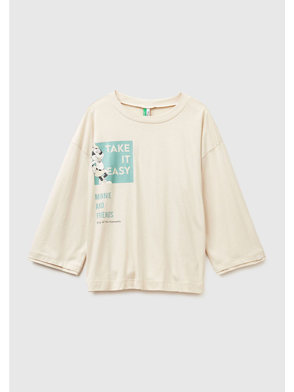 Ekru Kadın Krem Pamuk Karışımlı Disney Baskılı  Kısa Kollu Pijama üstü-1