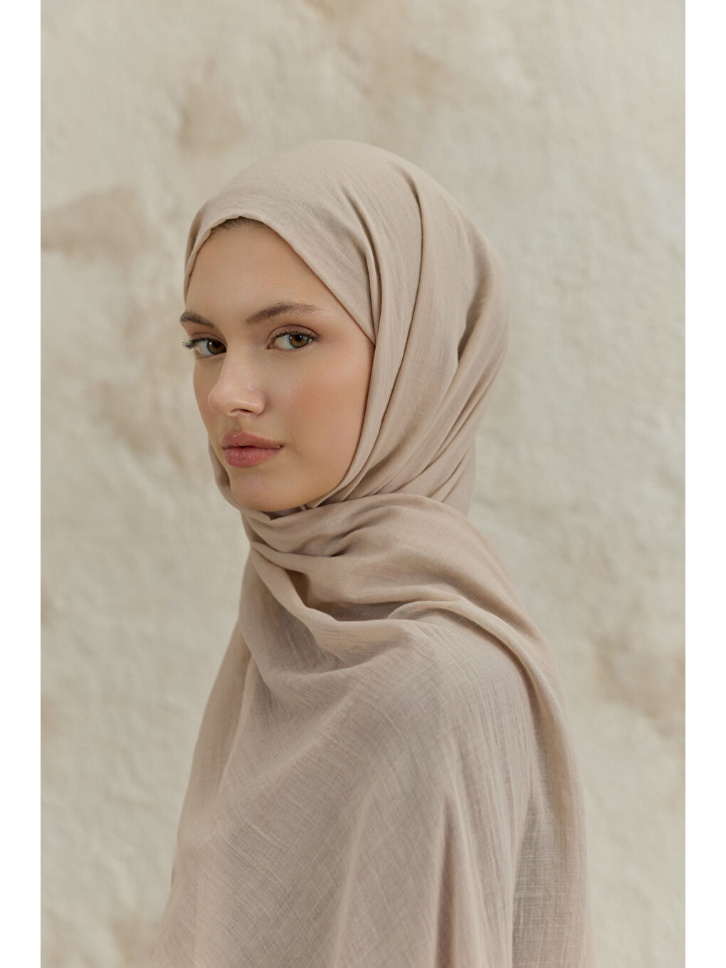 Bej Soft Line Pamuk Şal Taş-1