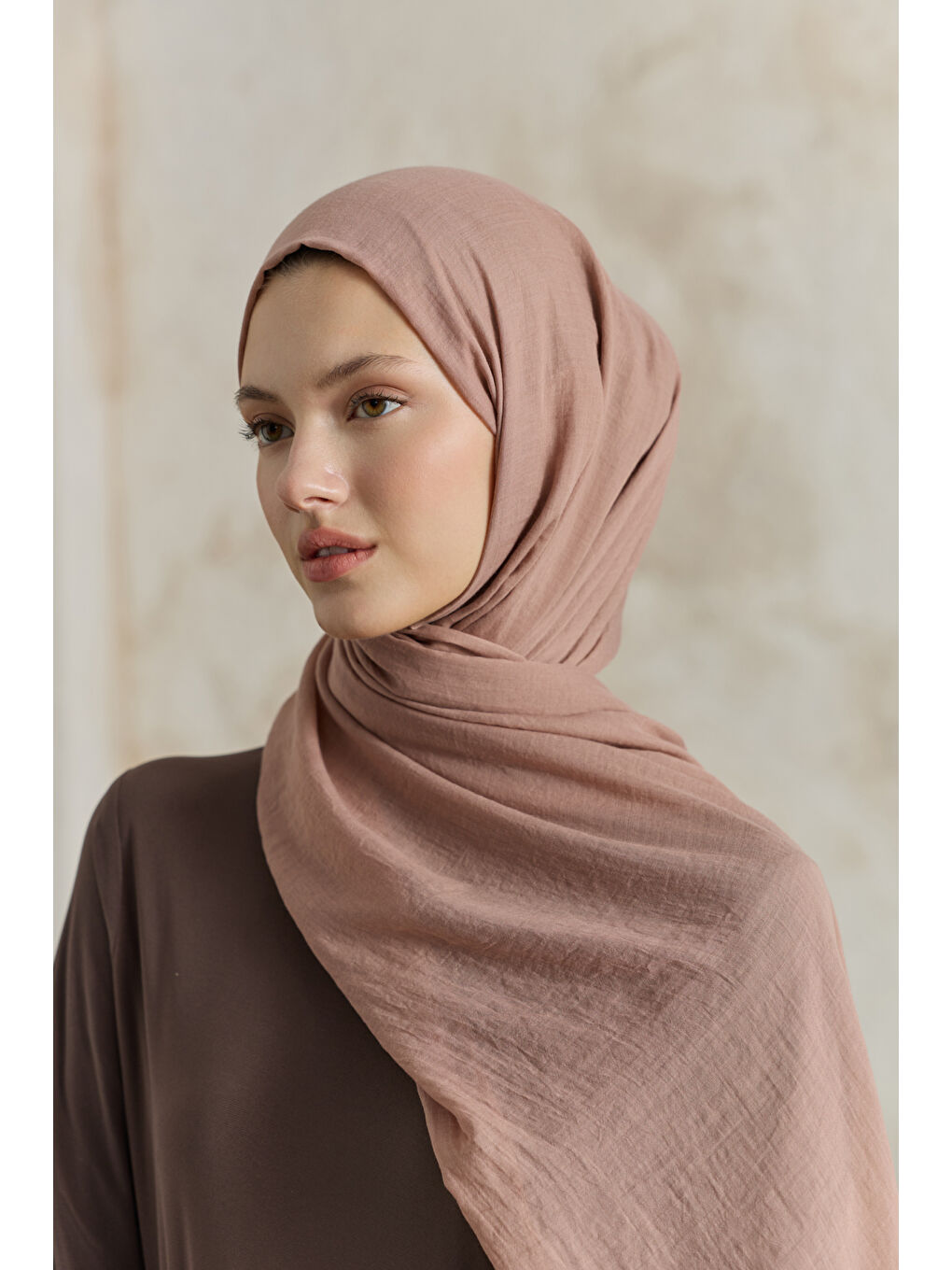 Pembe Soft Line Pamuk Şal Gül Kurusu-2