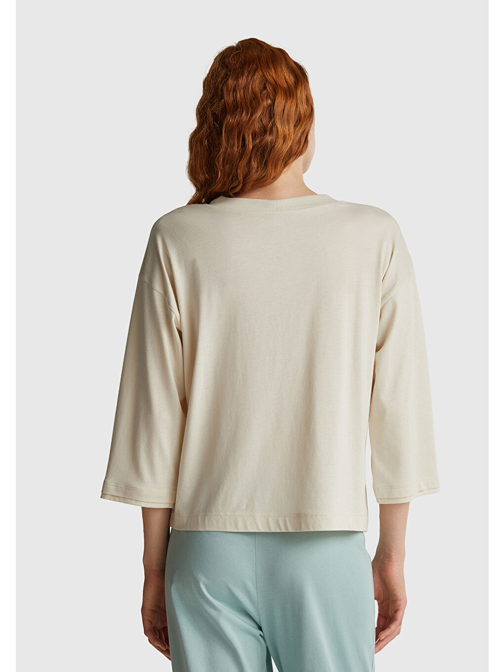 Ekru Kadın Krem Pamuk Karışımlı Disney Baskılı  Kısa Kollu Pijama üstü-2