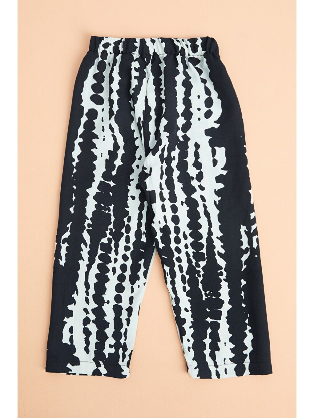 Siyah Desenli Beli Lastikli Kız Çocuk Pantolon-1