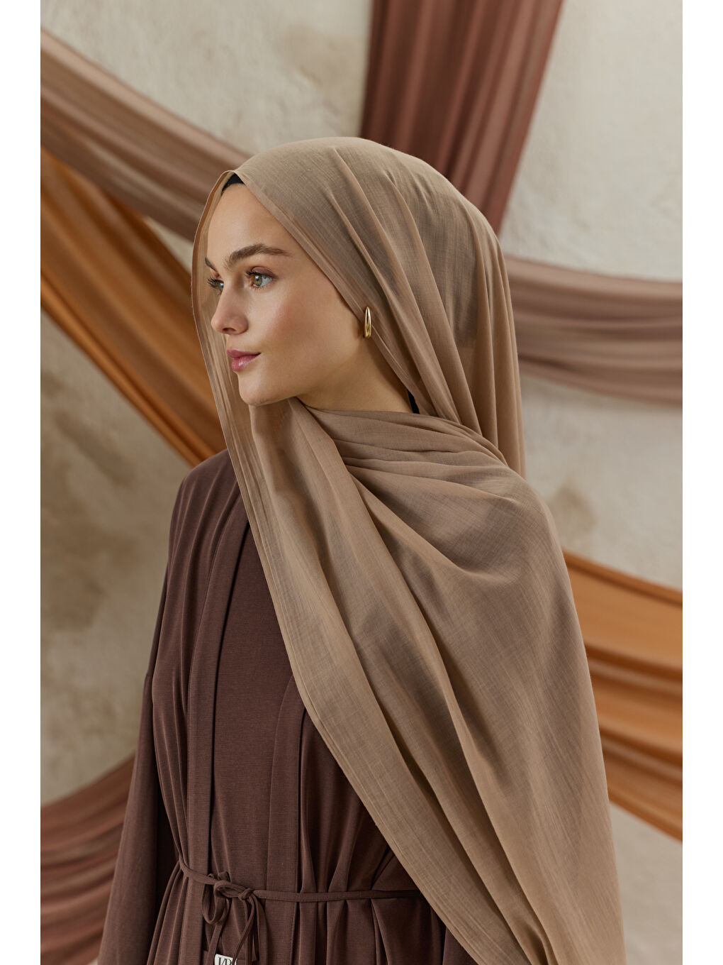 Bej Soft Line Pamuk Şal Vizon-1