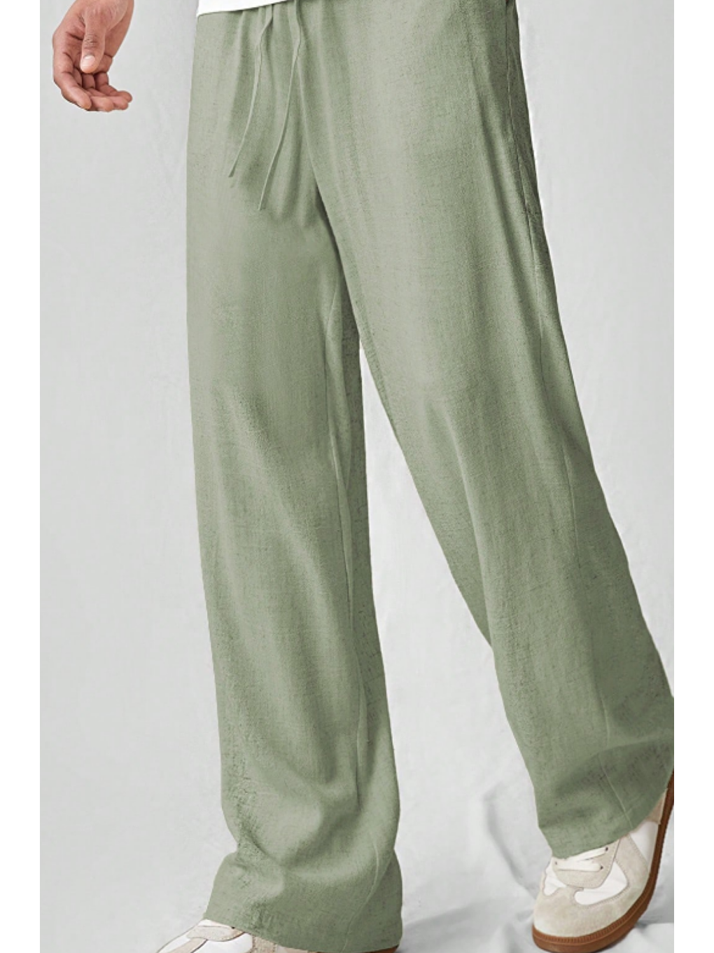 Hafif Ve Rahat Müslin Baggy Erkek %100 Pamuk Pantolon - Açık Haki-3