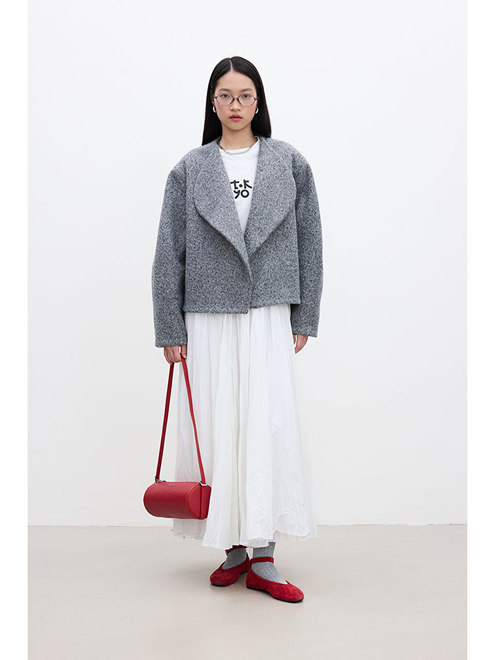 Jacquelıne Kısa Kaşe Kaban Antrasit Melanj