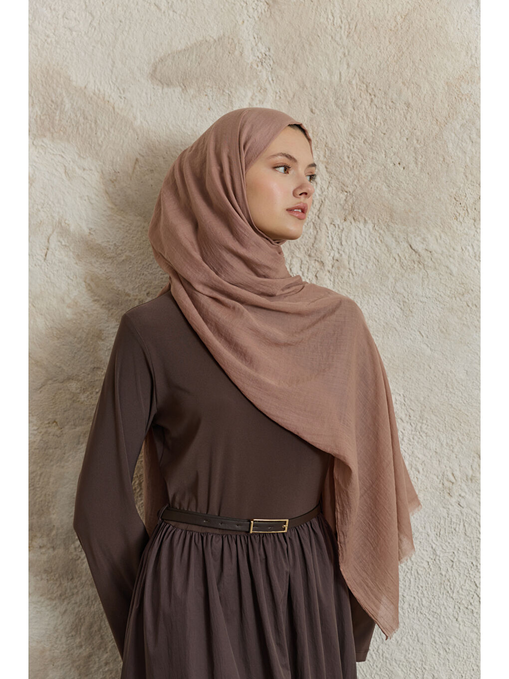 Pembe Soft Line Pamuk Şal Gül Kurusu-4