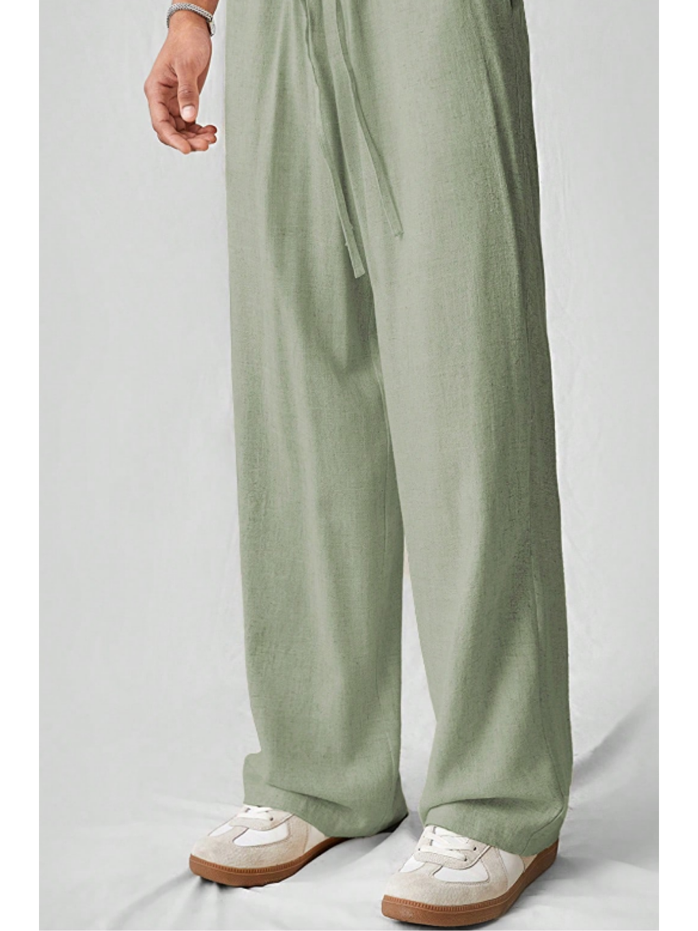 Hafif Ve Rahat Müslin Baggy Erkek %100 Pamuk Pantolon - Açık Haki-4