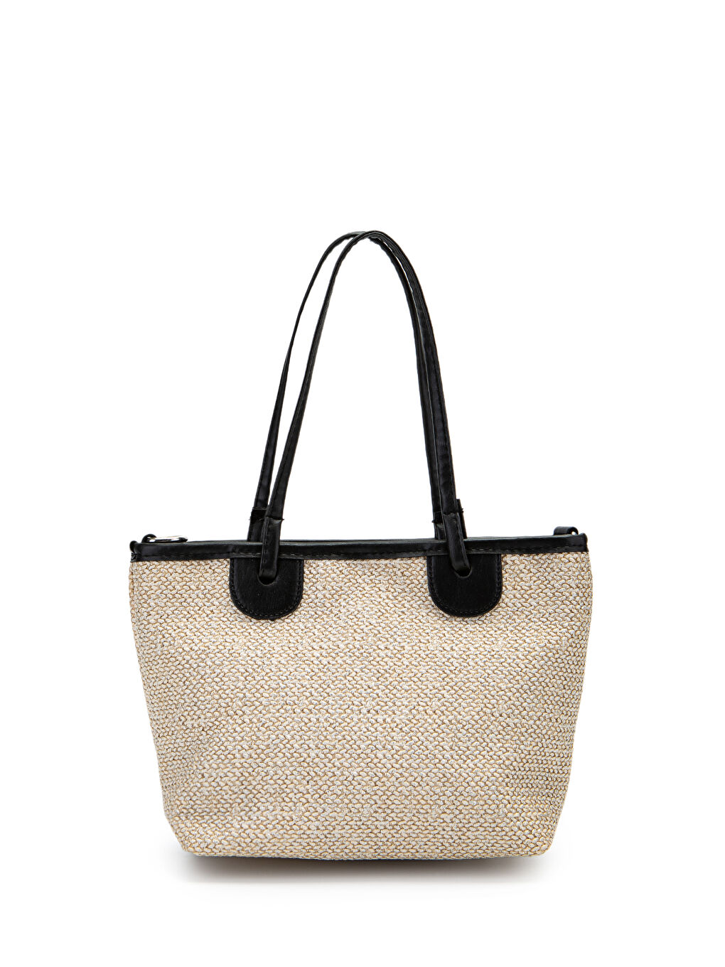 Ahşap Boncuk Detaylı Hasır Kadın Çapraz Çanta Missy Siyah-3