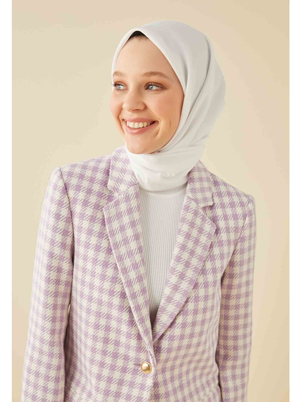 Pamuk İpek Eşarp Beyaz-1