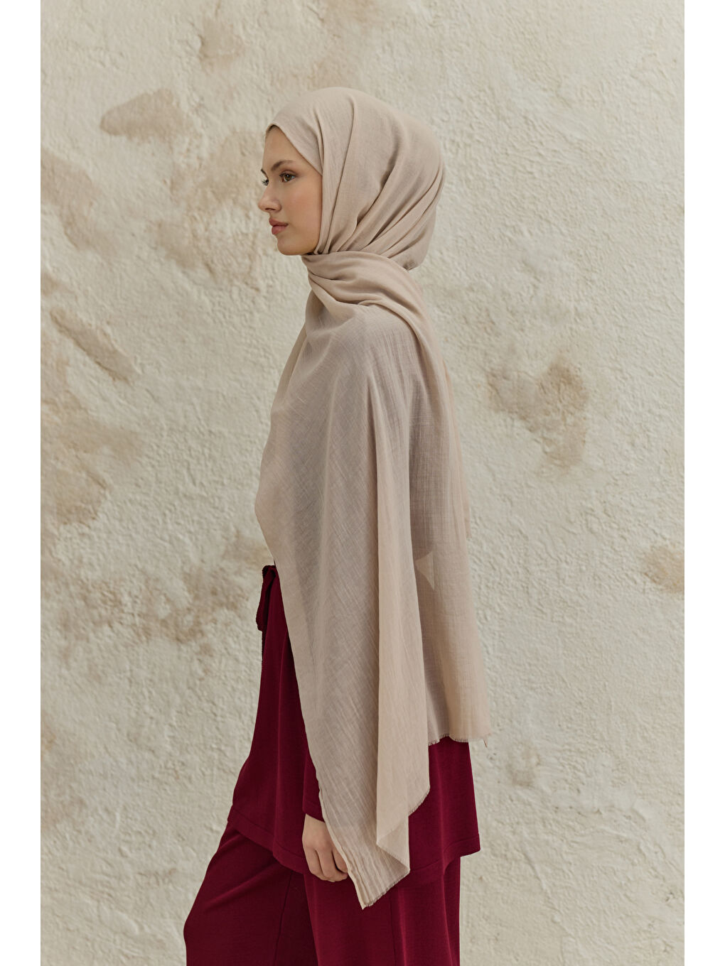 Bej Soft Line Pamuk Şal Taş-4