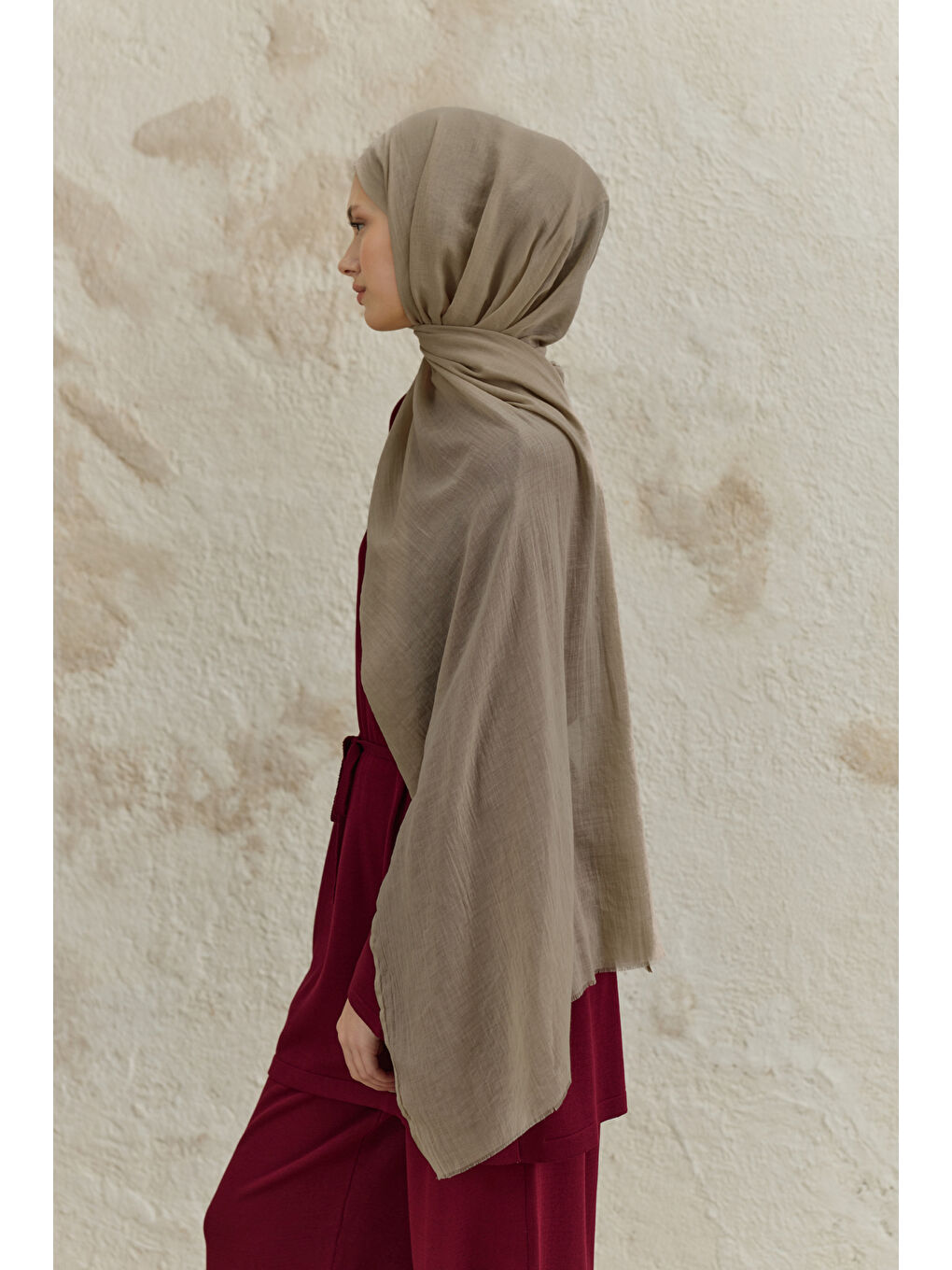 Soft Line Pamuk Şal Bej-4