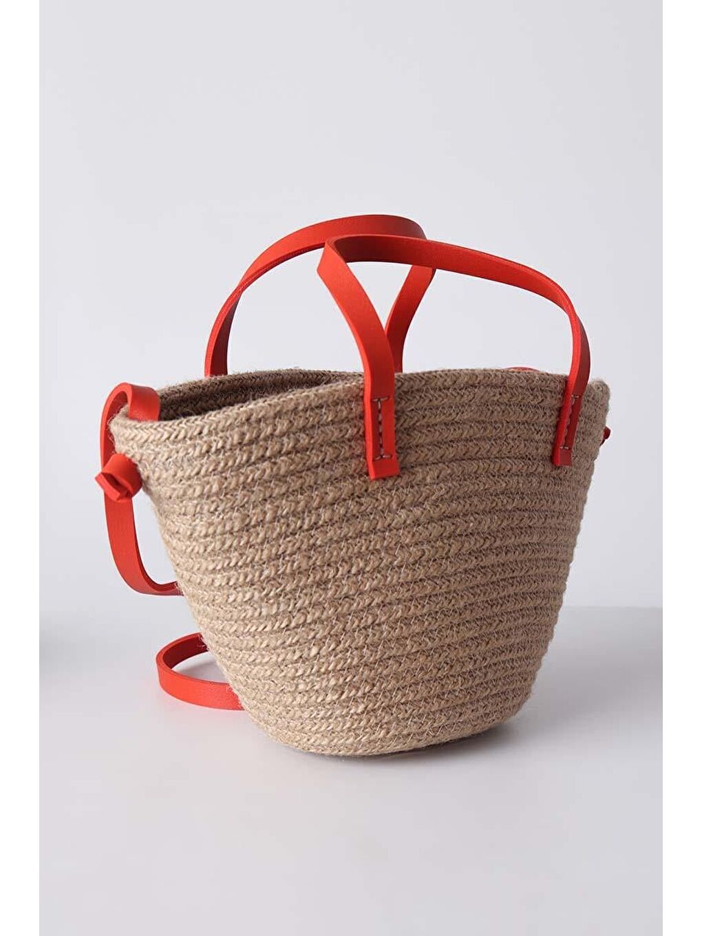 Turuncu-Küçük Boy Hasır Çapraz Askılı Çanta-1