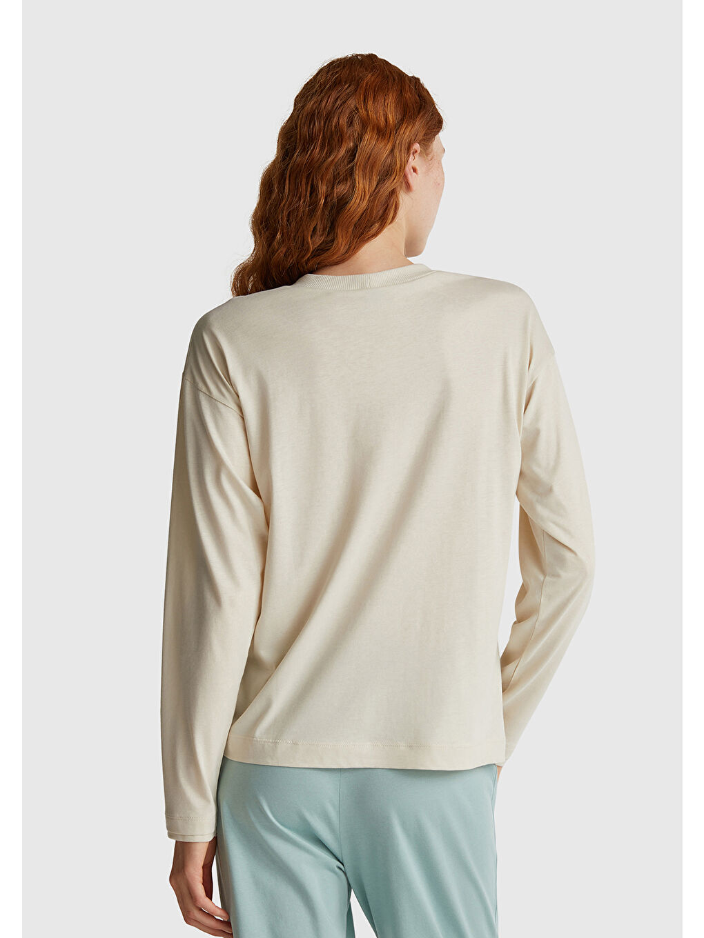 Ekru Kadın Krem Pamuk Karışımlı Disney Baskılı Pijama üstü-2