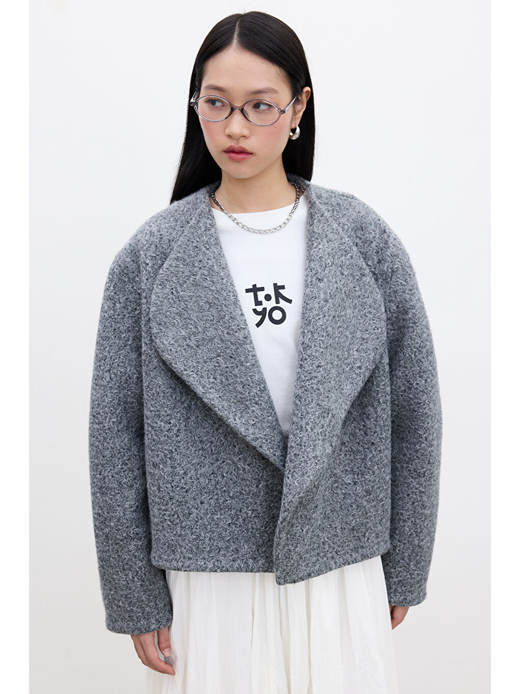 Jacquelıne Kısa Kaşe Kaban Antrasit Melanj-1