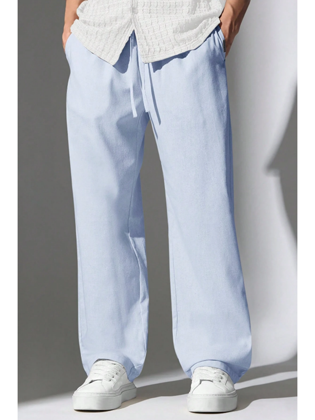 Hafif Ve Rahat Müslin Baggy Erkek %100 Pamuk Pantolon -  Mavi