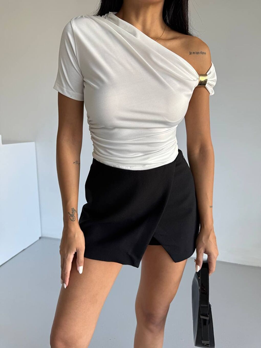 Kadın Beyaz Kol Detay Sandy Bluz-4