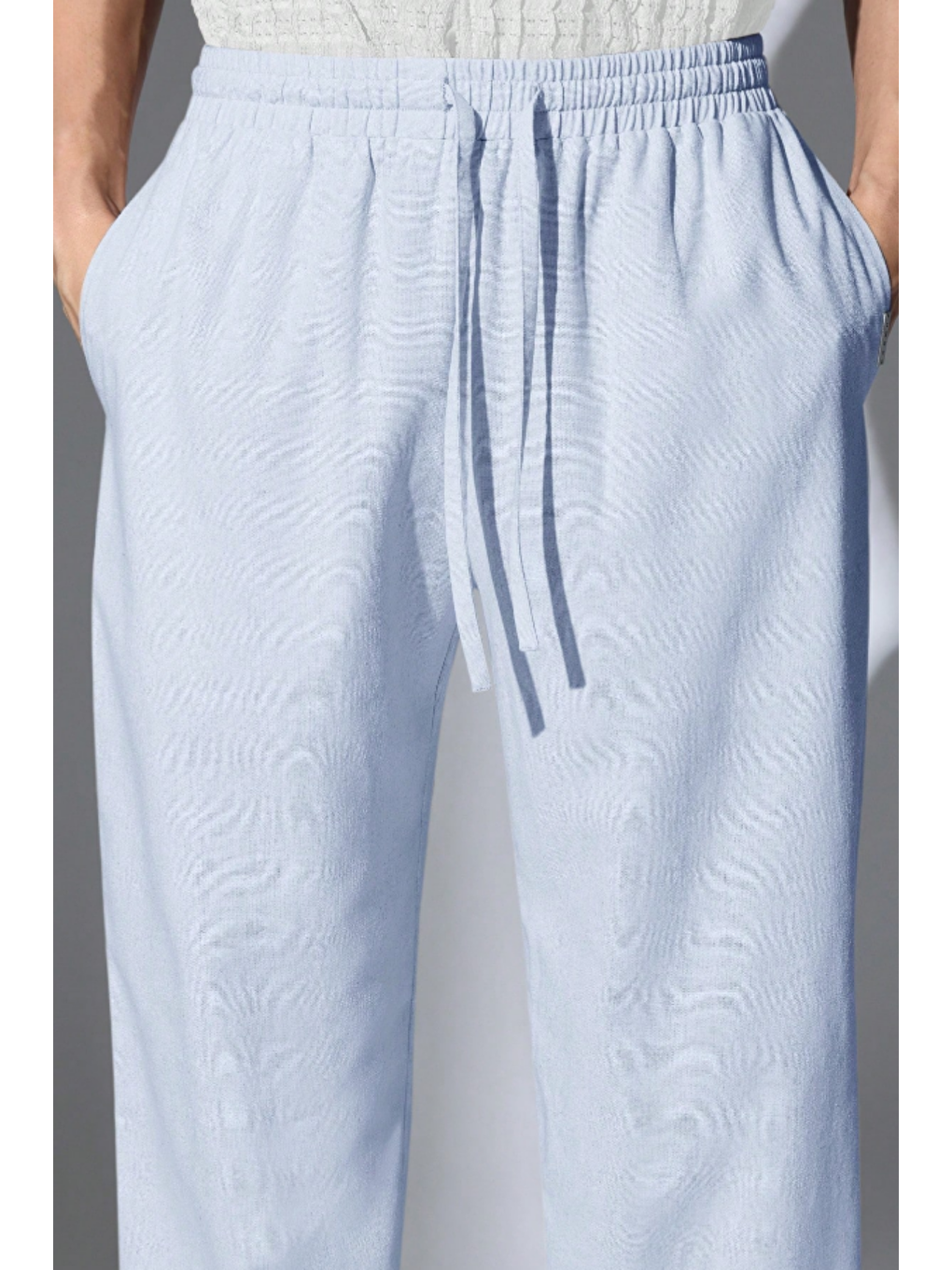 Hafif Ve Rahat Müslin Baggy Erkek %100 Pamuk Pantolon -  Mavi-2