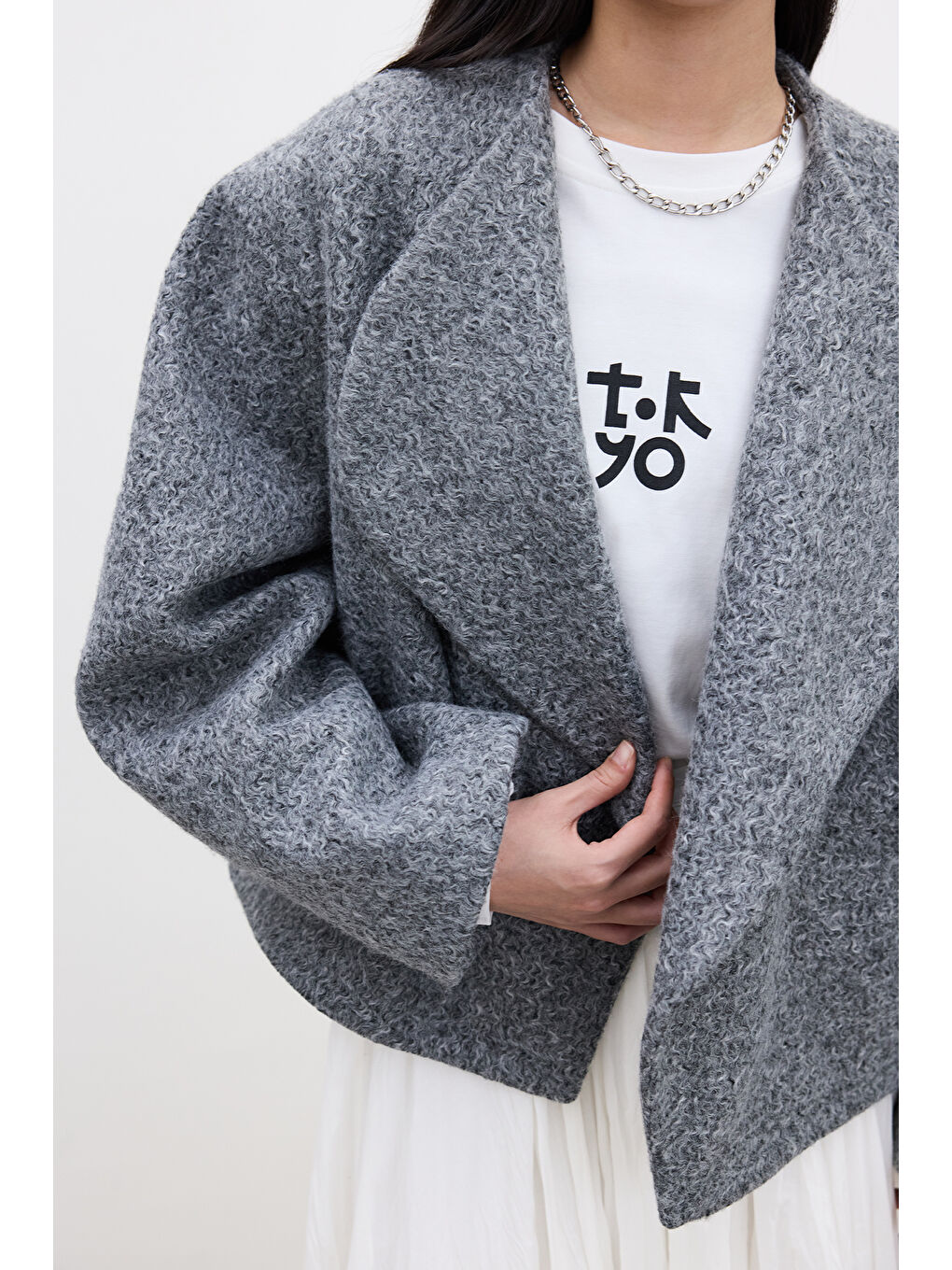 Jacquelıne Kısa Kaşe Kaban Antrasit Melanj-2