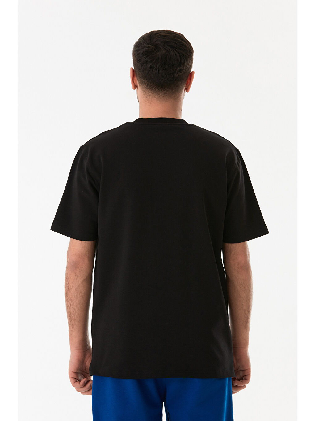 Siyah Basic Bisiklet Yaka Tişört-2