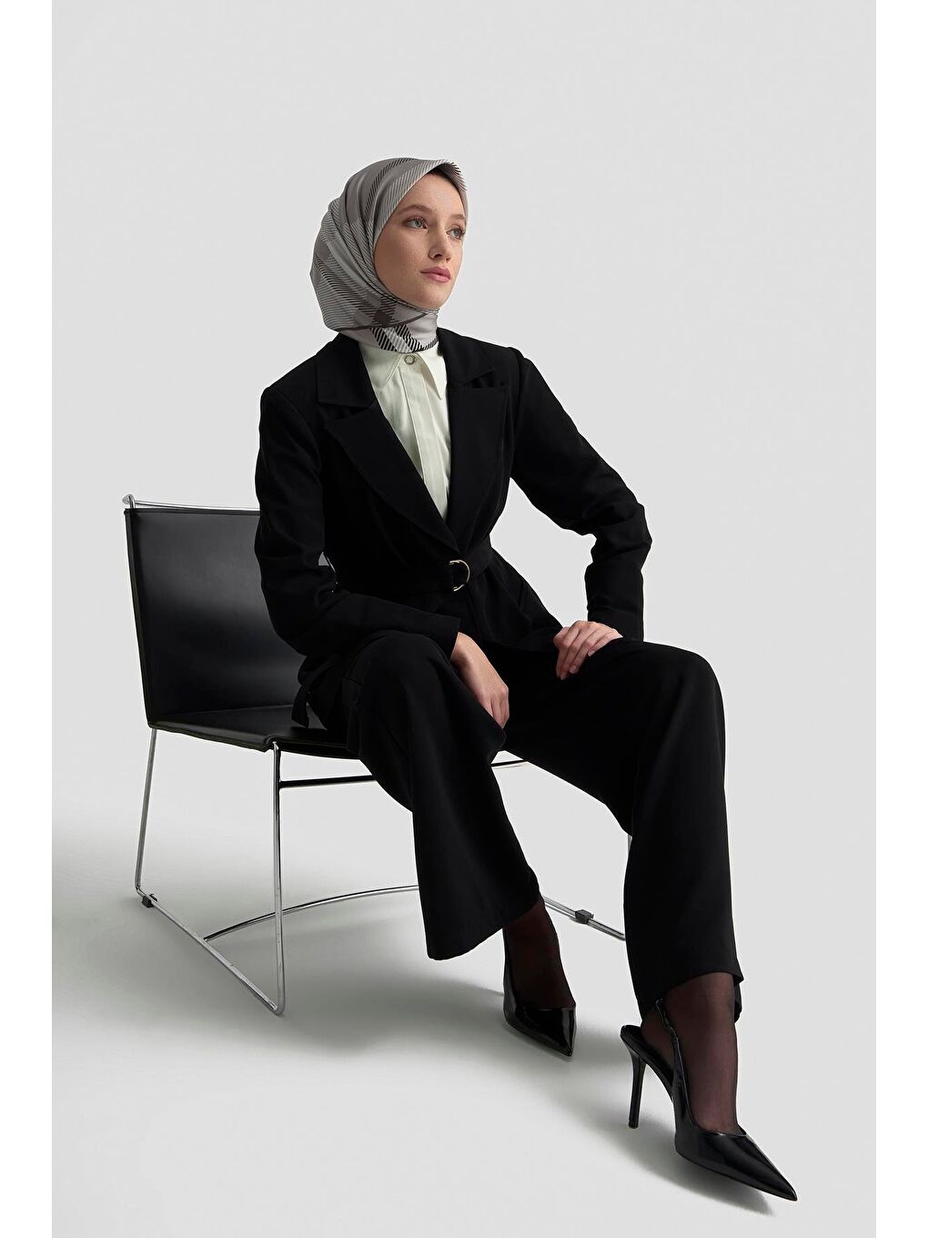 Kemerli Ceket 25K5103 Siyah-1