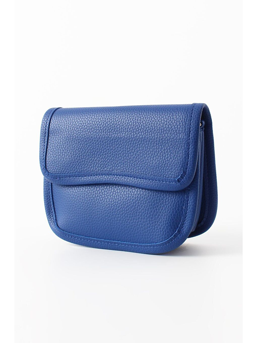 Mavi Saks Metal Aksesuarlı Suni Deri Çapraz Çanta-1