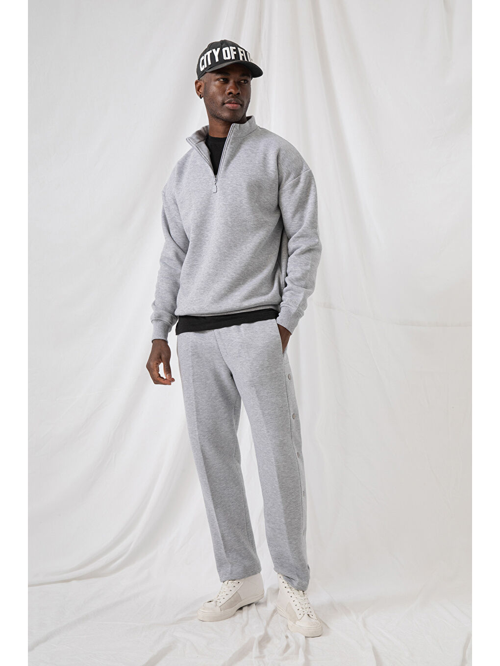 Erkek Bang Gri Çıtçıtlı Eşofman Alt