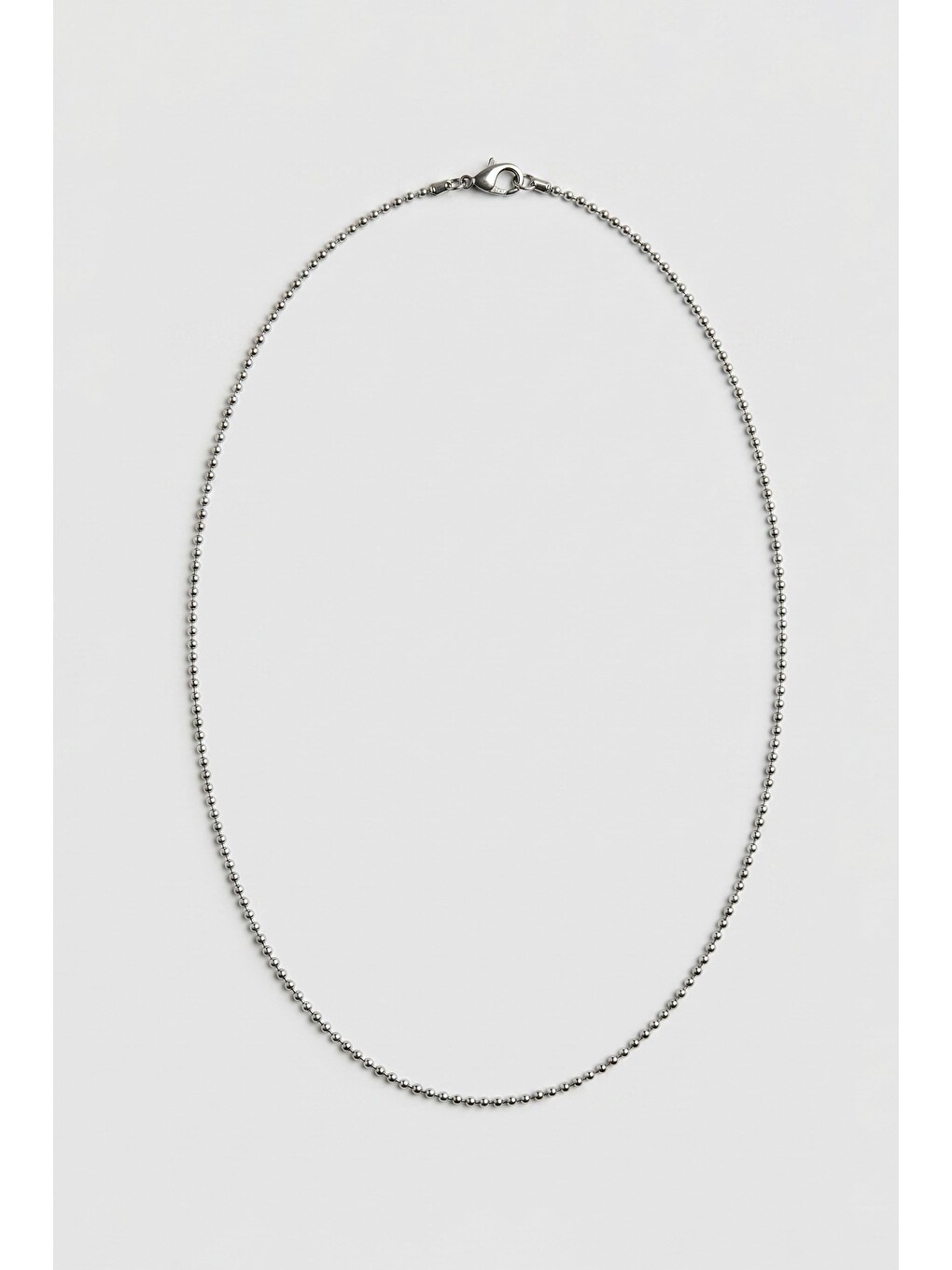 Gri Unisex İnce Ball Chain Çelik Zincir Kolye Gümüş