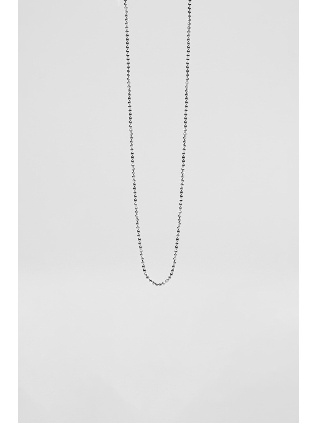 Gri Unisex İnce Ball Chain Çelik Zincir Kolye Gümüş-1