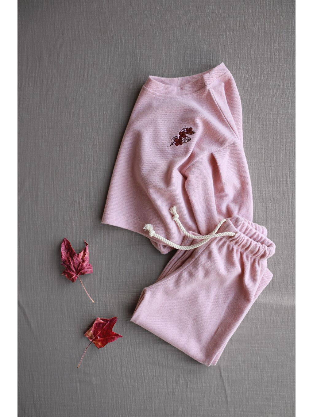 Pembe Gül Pastel Soft Touch Alt Üst Takım-1