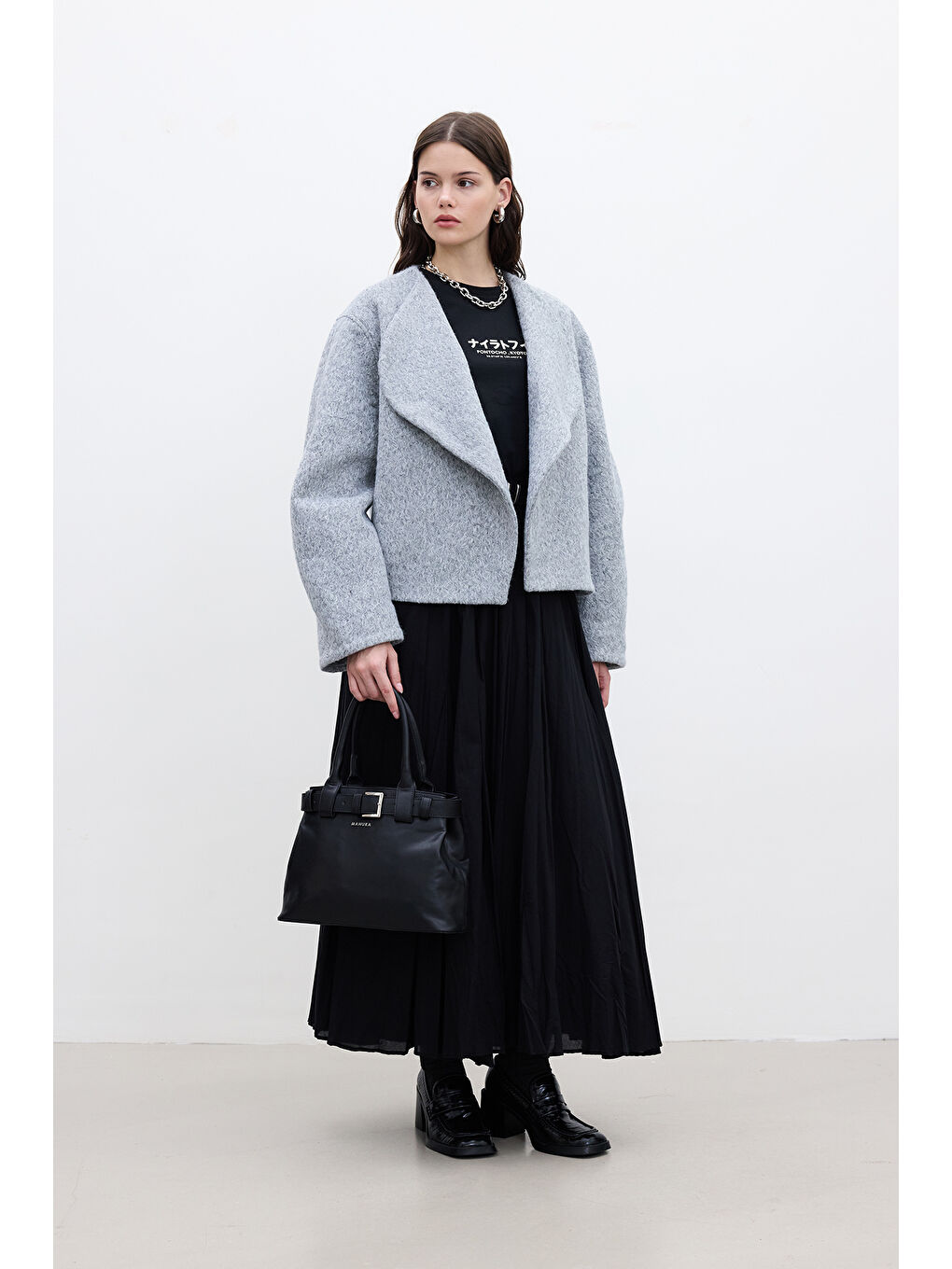 Jacquelıne Kısa Kaşe Kaban Gri-1