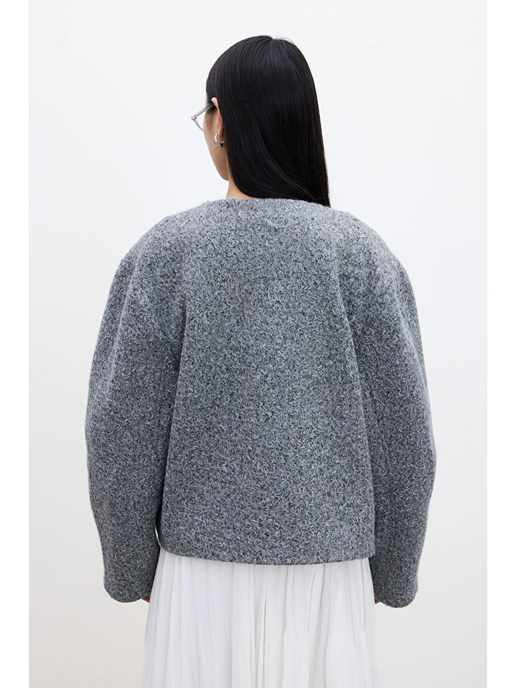 Jacquelıne Kısa Kaşe Kaban Antrasit Melanj-5