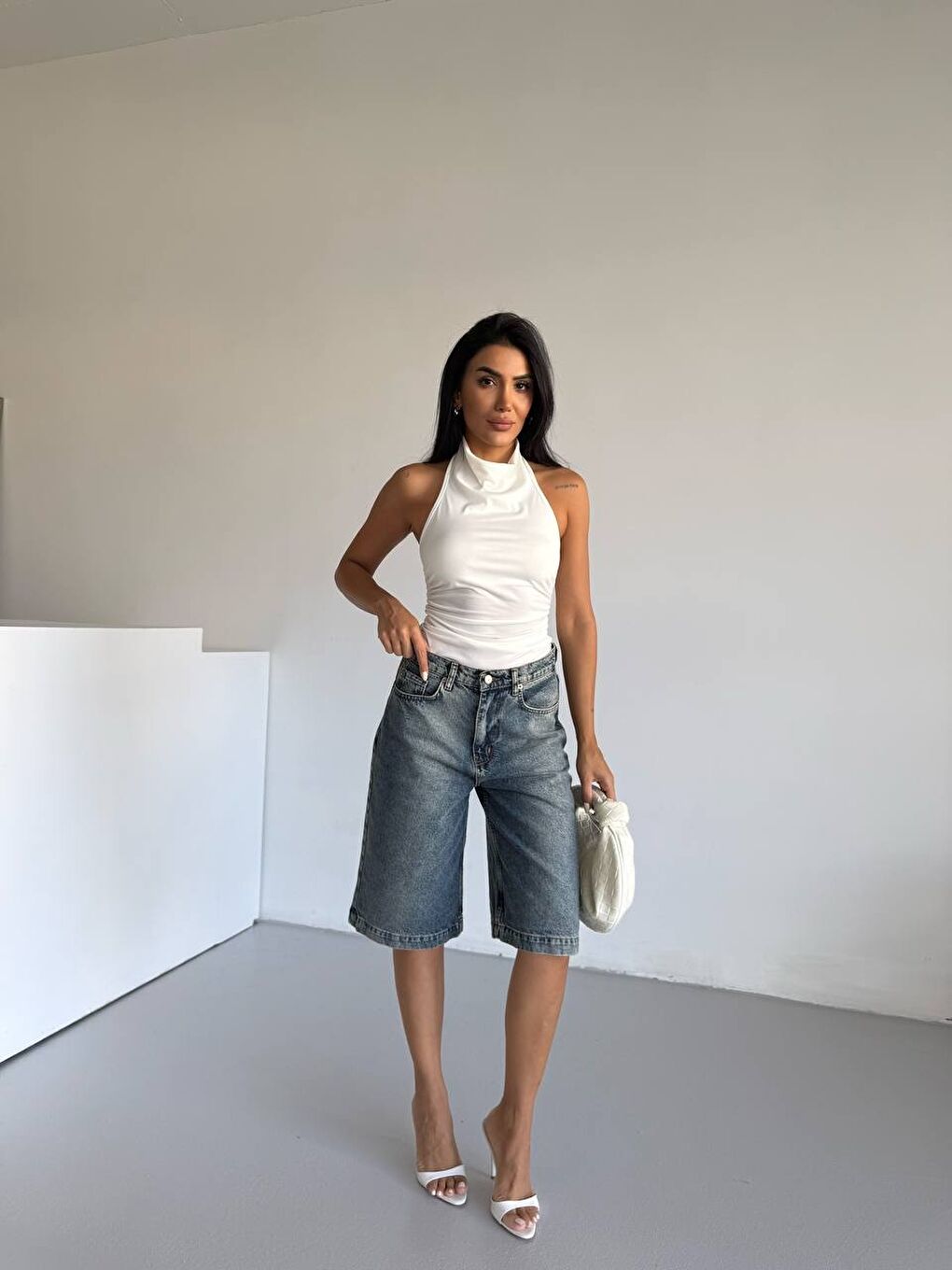 Yaka Detay Sandy Bluz Beyaz-2