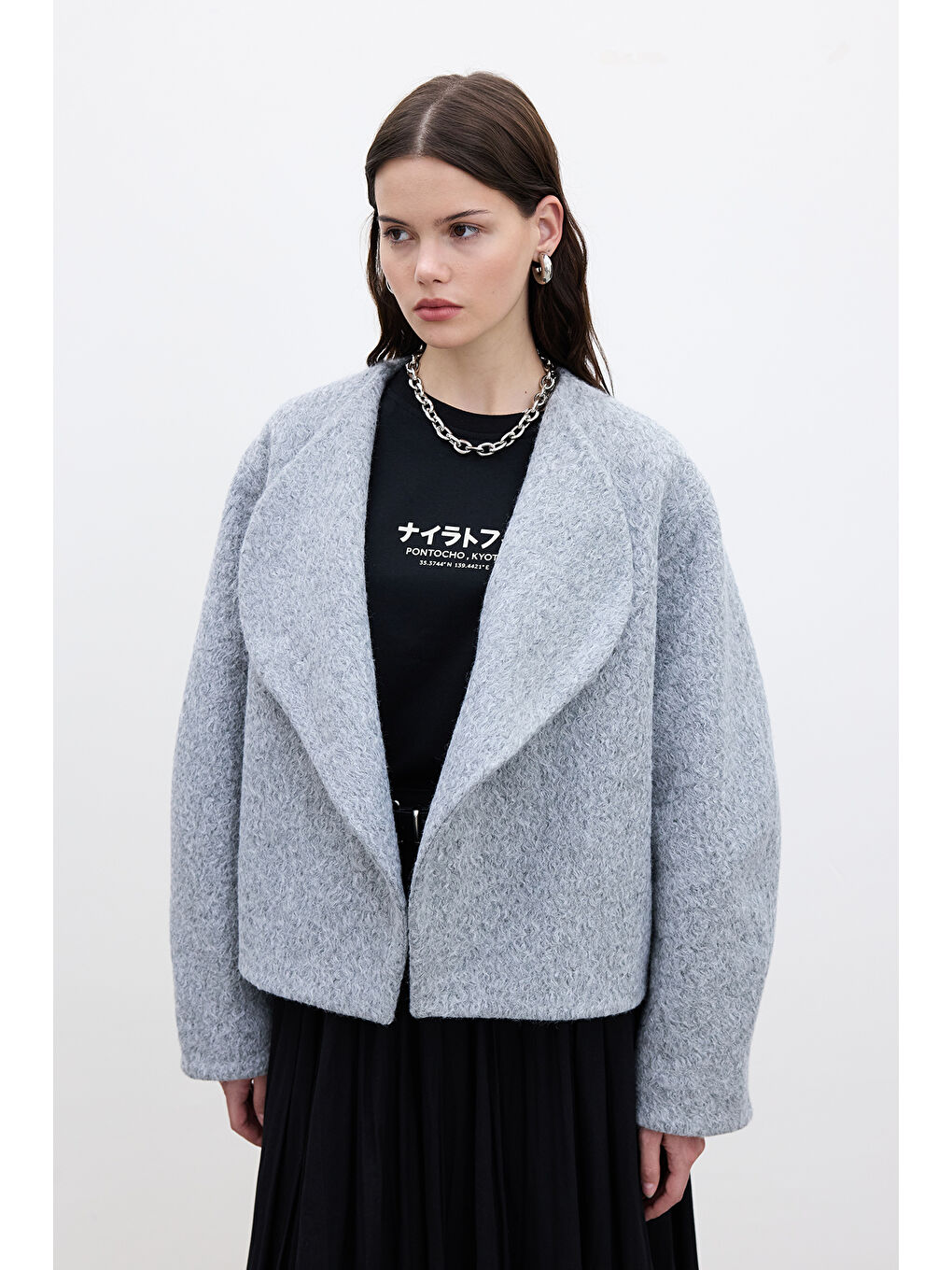 Jacquelıne Kısa Kaşe Kaban Gri-2