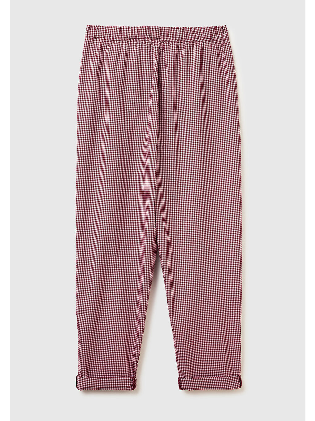 Kadın Mor %100 Pamuk Kare Desenli Paçası Kıvrık Pijama Altı-3