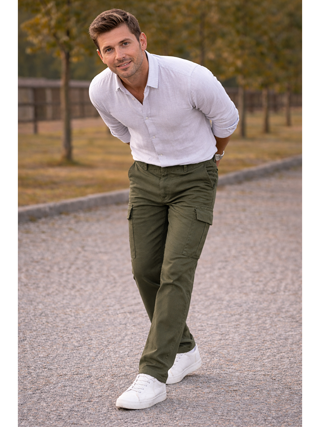 Erkek Premium Comfort Haki Kargo Baggy Pantolon-3