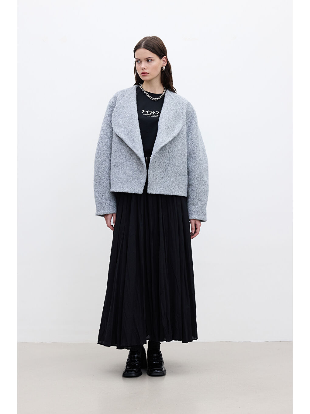 Jacquelıne Kısa Kaşe Kaban Gri-3