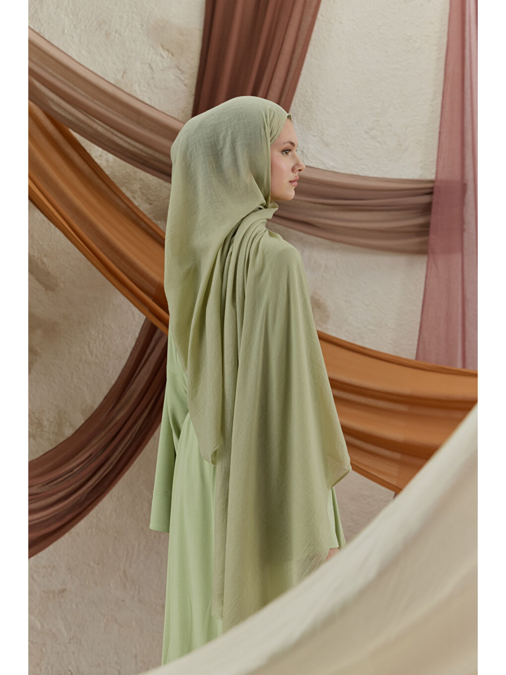 Soft Line Pamuk Şal Çağla Yeşili-4